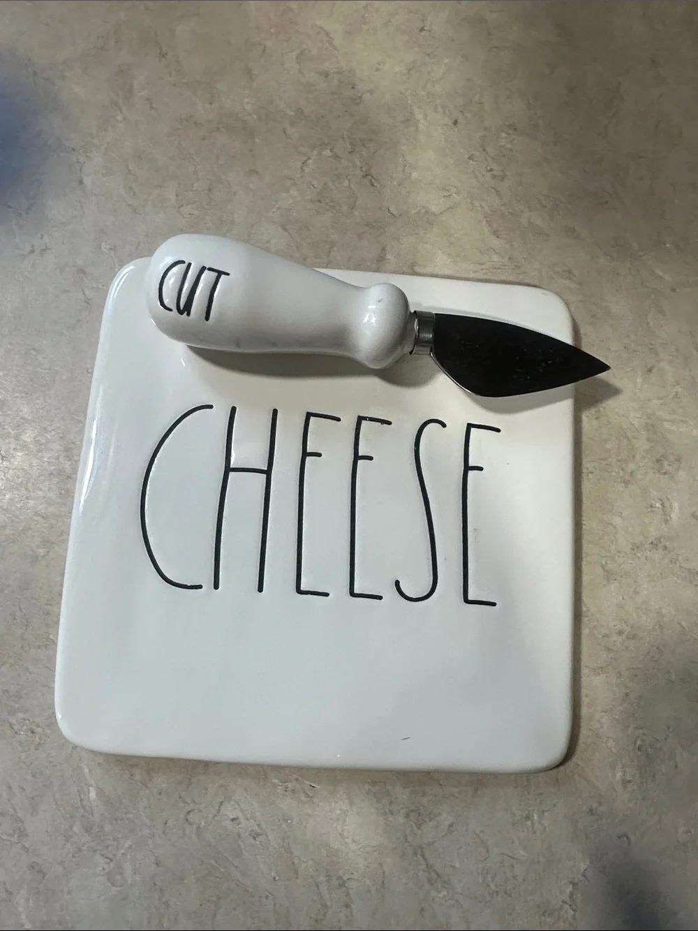 Rae Dunn White Cheese Plate with Cheese Knife